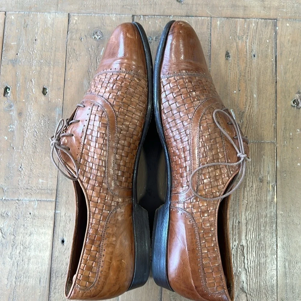 Cole Haan bergamo vintage Brown Leather Woven Men's Shoes